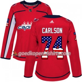 Washington Capitals John Carlson 74 Adidas 2017-2018 Rood USA Flag Fashion Authentic Shirt - Dames